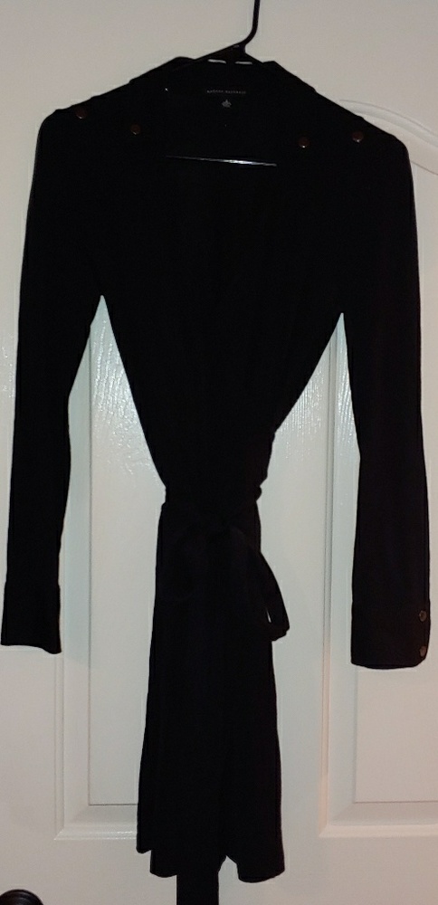Black knit wrap dress